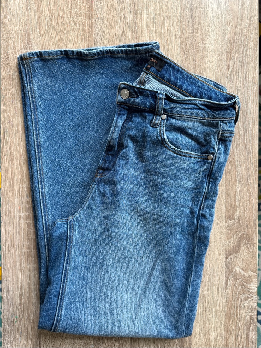 Quince Comfort Stretch High Rise Relaxed Straight Blue Denim Jeans